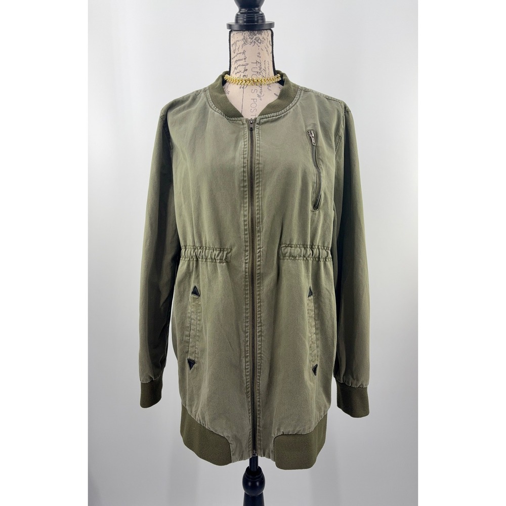 J1 Thread & Supply Bomber Jacket Women XL Olive Green Army Cotton Utility
